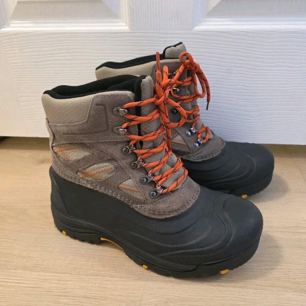 Khombu‎ Black Brown Suede Lace Up Outdoor Ankle Ranchero Snow Boots Size 10M